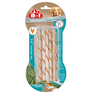 8 In 1 Delights Dental Twisted Sticks Köpek Ödül 10´lu 55 Gr 8 In 1 Delights Dental Twisted Sticks Köpek Ödül 10´lu 55 Gr