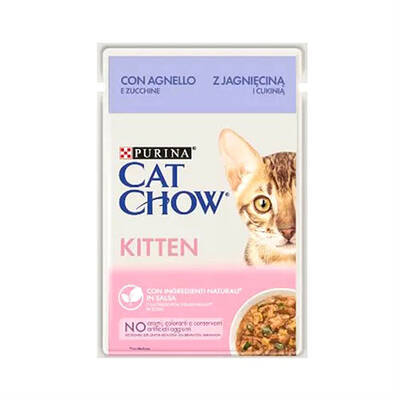Cat Chow Kitten Yavru Kuzu Etli Yaş Kedi Maması 85 Gr