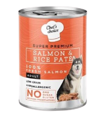 Chef's Choice Kıyılmış Somonlu ve Pirinçli Köpek Konservesi 400 gr Chef's Choice Kıyılmış Somonlu ve Pirinçli Köpek Konservesi 400 gr
