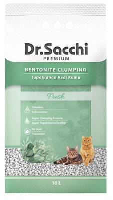 Dr.Sacchi Premium Fresh Süper Topaklanan İnce Taneli Kokusuz Bentonit Kedi Kumu 10lt Dr.Sacchi Premium Fresh Süper Topaklanan İnce Taneli Kokusuz Bentonit Kedi Kumu 10lt