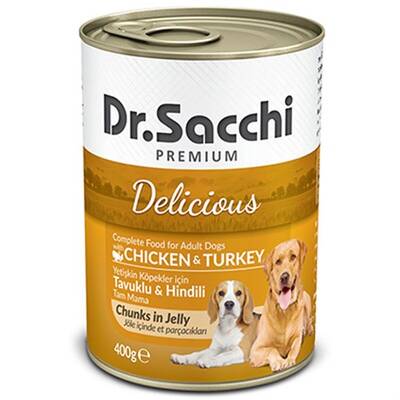 Dr.Sacchi Tavuk Ve Hindi Etli Yetişkin Köpek Konservesi 400gr Dr.Sacchi Tavuk Ve Hindi Etli Yetişkin Köpek Konservesi 400gr