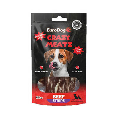 EuroDog Crazy Meatz Biftekli Şerit Şekersiz Köpek Ödül Maması 100 Gr EuroDog Crazy Meatz Biftekli Şerit Şekersiz Köpek Ödül Maması 100 Gr
