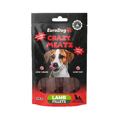 EuroDog Crazy Meatz Kuzu Etli Fileto Şekersiz Köpek Ödül Maması 100 Gr EuroDog Crazy Meatz Kuzu Etli Fileto Şekersiz Köpek Ödül Maması 100 Gr