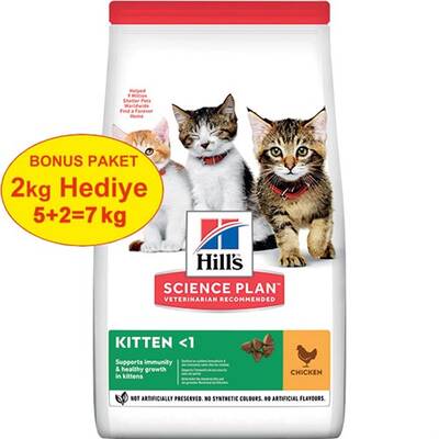 Hills Kitten Tavuklu Yavru Kedi Maması 5 Kg (+2 Kg Hediyeli) Hills Kitten Tavuklu Yavru Kedi Maması 5 Kg (+2 Kg Hediyeli)