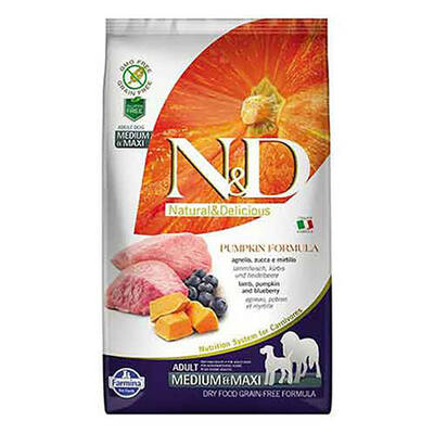 N&D Pumpkin Bal Kabaklı Kuzulu Yaban Mersinli Ortave Büyük Irk Tahılsız Yetişkin Köpek Maması 12kg N&D Pumpkin Bal Kabaklı Kuzulu Yaban Mersinli Ortave Büyük Irk Tahılsız Yetişkin Köpek Maması 12kg