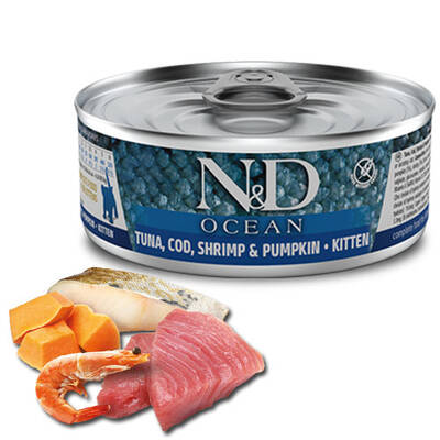 ND Ocean Morina & Karides Balkabağı Yavru Kedi Konservesi 80 Gr ND Ocean Morina & Karides Balkabağı Yavru Kedi Konservesi 80 Gr