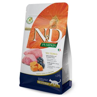 N&D Pumpkin Kuzu Etli Bal Kabaklı ve Yaban Mersinl Tahılsız Kısırlaştırılmış Kedi Maması 1,5 Kg N&D Pumpkin Kuzu Etli Bal Kabaklı ve Yaban Mersinl Tahılsız Kısırlaştırılmış Kedi Maması 1,5 Kg