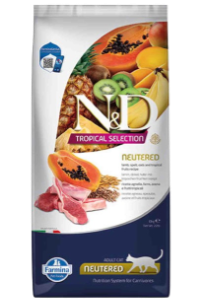 N&D Tropical Selection Kuzu Etli ve Tropikal Meyveli Kısırlaştırılmış Kedi Maması 10kg N&D Tropical Selection Kuzu Etli ve Tropikal Meyveli Kısırlaştırılmış Kedi Maması 10kg