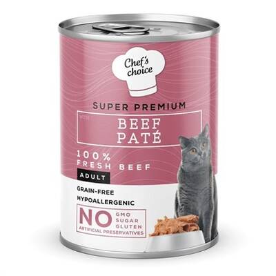 Chefs Choice Sığır Etli Ezme Kedi Konseve Maması 400 gr Chefs Choice Sığır Etli Ezme Kedi Konseve Maması 400 gr