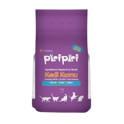 Pisi Pisi Pudralı Topaklanan Bentonit Kedi Kumu İnce 5 Kg Pisi Pisi Pudralı Topaklanan Bentonit Kedi Kumu İnce 5 Kg