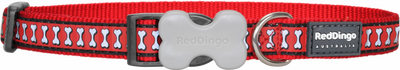 Red Dingo Reflektörlü Kemik Desenli Kırmızı BoyunTasması 15mm Red Dingo Reflektörlü Kemik Desenli Kırmızı BoyunTasması 15mm