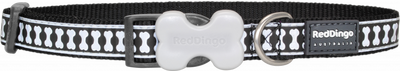 Red Dingo Reflektörlü Kemik Desenli Siyah Boyun Tasması 20mm Red Dingo Reflektörlü Kemik Desenli Siyah Boyun Tasması 20mm