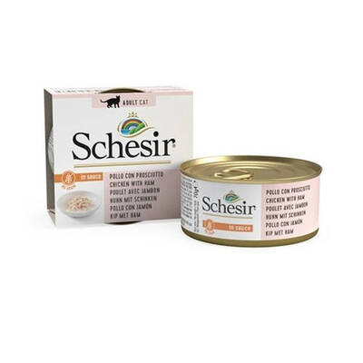 Schesir Soslu Tavuklu ve Jambonlu Kedi Konservesi 70 Gr Schesir Soslu Tavuklu ve Jambonlu Kedi Konservesi 70 Gr