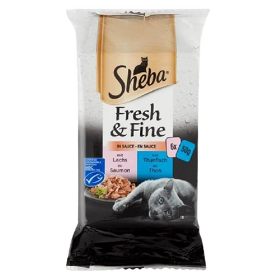 Sheba Fresh & Fine Ton Balıklı Somonlu Yetişkin Kedi Yaş Maması 6'lı 50 gr Sheba Fresh & Fine Ton Balıklı Somonlu Yetişkin Kedi Yaş Maması 6'lı 50 gr