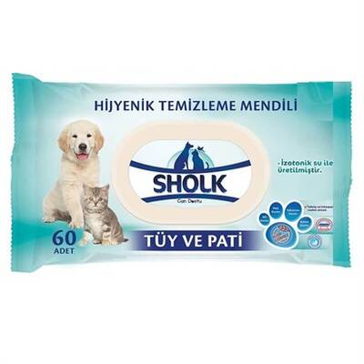 Sholk Evcil Hayvan Tüy Ve Pati Temizleme Mendili 60 Adet Sholk Evcil Hayvan Tüy Ve Pati Temizleme Mendili 60 Adet
