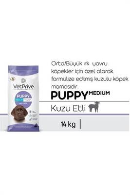 Vet Prive Kuzu Etli Orta ve İri Irk Yavru Köpek Maması 14 kg Vet Prive Kuzu Etli Orta ve İri Irk Yavru Köpek Maması 14 kg